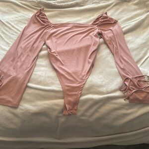 PINK SHEIN LONG SLEEVE BODYSUIT LARGE